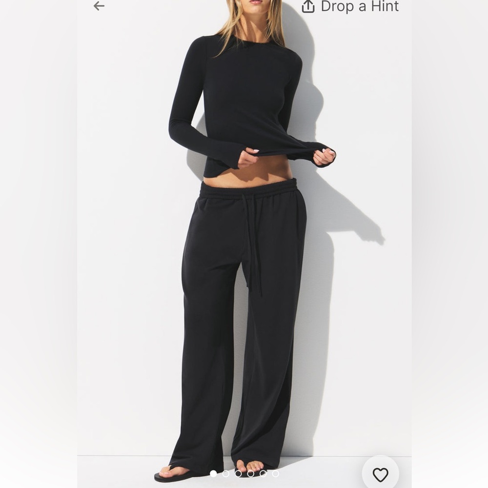 SKIMS NWT Cotton Jersey Wide Leg Pant - Soot